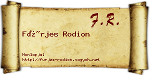 Fürjes Rodion névjegykártya